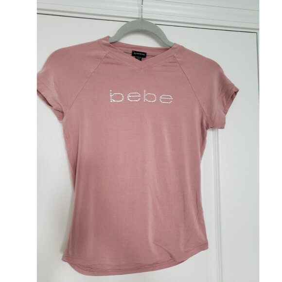 Y2K Bebe Pink Blush Rhinestone Girly Coquette Short Sleeve T-Shirt Small - Picture 7 of 9